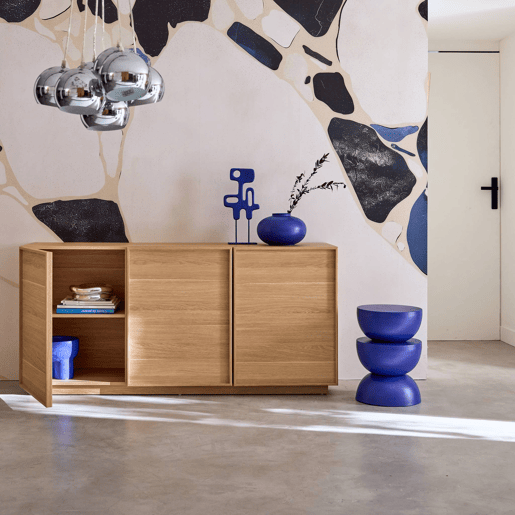 Buffet efeito madeira 3 portas, 160cm, Kuba, Natural, 160x43x75 cm