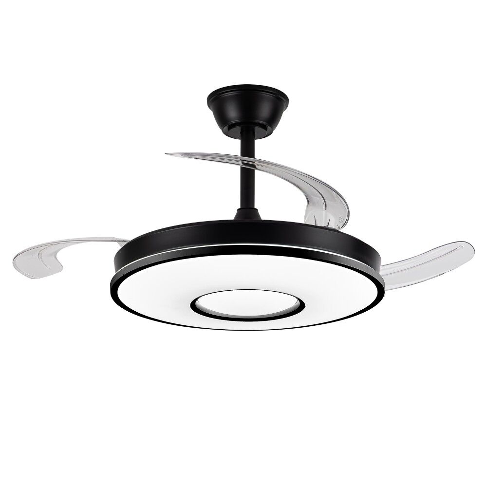 Ventilador De Techo Dc Deco Negro 106cm Led Cct Regulable Control Remoto Con Temporizador