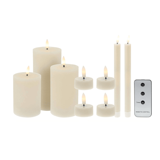 Conjunto de 9 velas LED para pilar, jantar e chá com controle remoto.