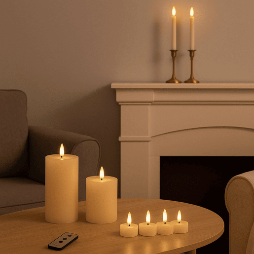 Conjunto de 9 velas LED para pilar, jantar e chá com controle remoto.