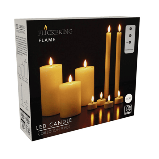 Conjunto de 9 velas LED para pilar, jantar e chá com controle remoto.