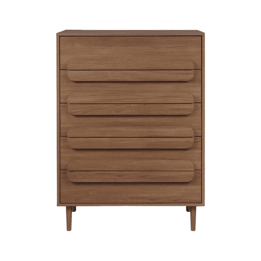 Cômoda vintage efeito madeira 5 gavetas, Juliana, Madeira de nogueira, 80x40x113 cm
