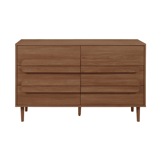 Cômoda vintage efeito madeira 6 gavetas, Juliana, Madeira de nogueira, 120x40x75 cm