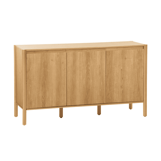 Aparador em decoração madeira de 3 portas, 140cm, Harmony, Natural, 140x42x78 cm