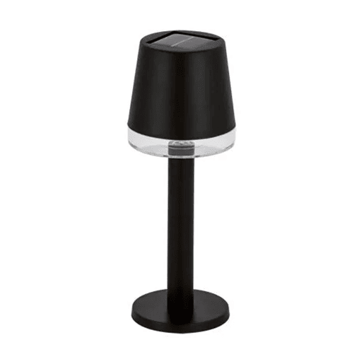Luminária de mesa solar Well Home com luzes LED branco quente na cor preta, Ø8x21cm