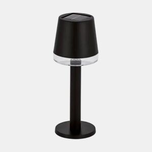 Luminária de mesa solar Well Home com luzes LED branco quente na cor preta, Ø8x21cm
