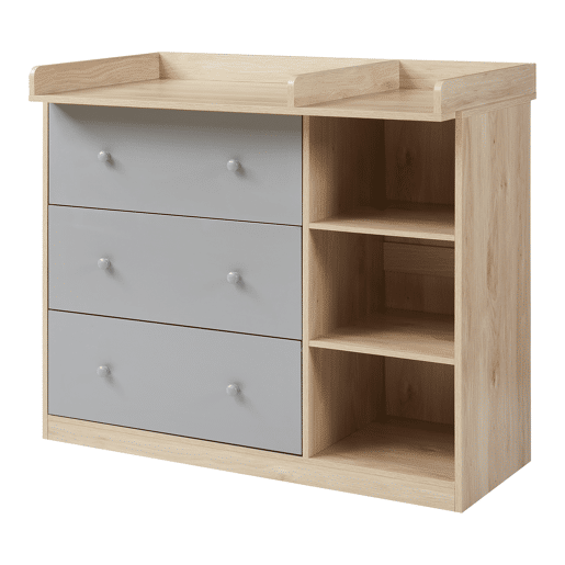 Trocador Beldinupp com tapete muda-fraldas amovível 93 x 110 x 55 cm Carvalho  Cinzento en.casa