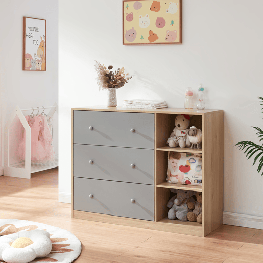 Trocador Beldinupp com tapete muda-fraldas amovível 93 x 110 x 55 cm Carvalho  Cinzento en.casa