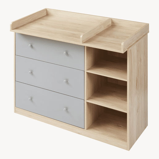 Trocador Beldinupp com tapete muda-fraldas amovível 93 x 110 x 55 cm Carvalho  Cinzento en.casa