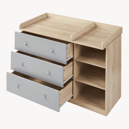 Trocador Beldinupp com tapete muda-fraldas amovível 93 x 110 x 55 cm Carvalho  Cinzento en.casa