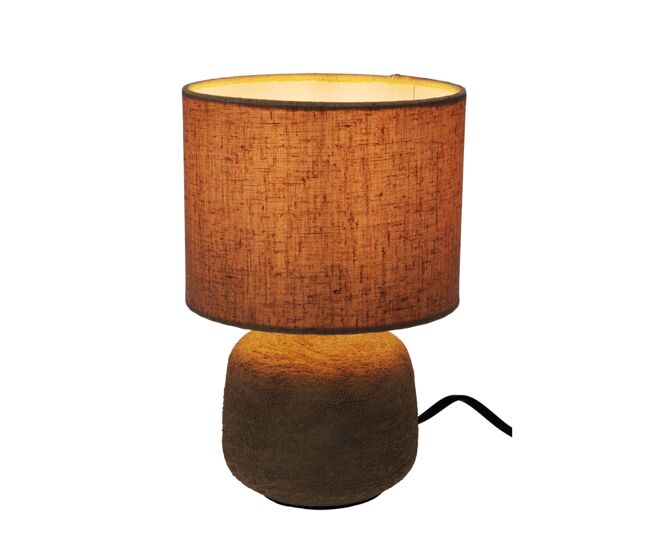 Lámpara de mesa e14 40w de gres en color arena h. 21,5cm