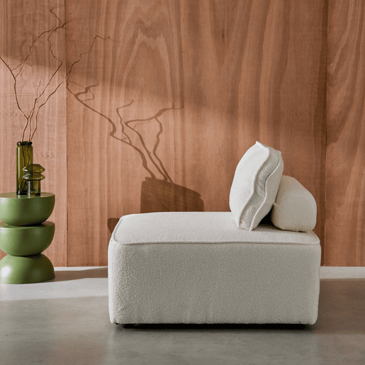 Módulo para sofá modular em boucle, 1 lugar, Bao, Creme, 90x90x74 cm