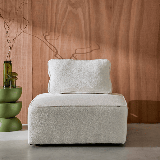 Módulo para sofá modular em boucle, 1 lugar, Bao, Creme, 90x90x74 cm