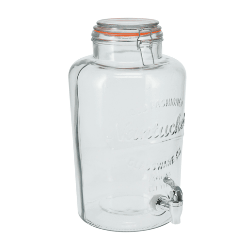 Dispensador de bebidas de vidro de 8 litros com tampa de encaixe. Dispensador de bebidas de vidro de 8 litros com tampa de encaixe.