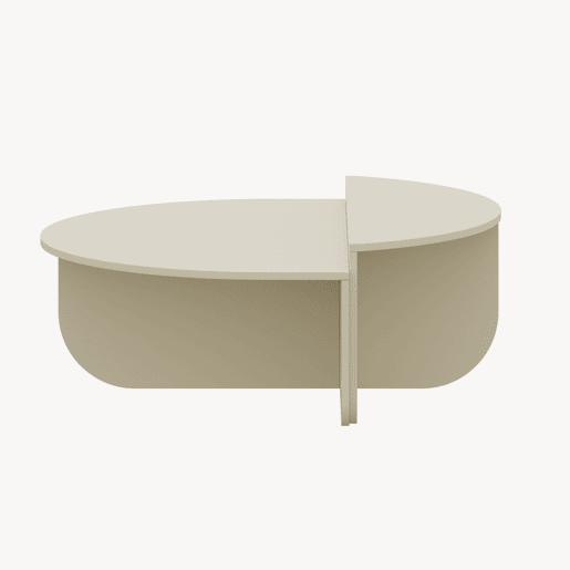 Mesa de centro Tondesdaslo com tampo duplo semicircular 90 x 90 x 35 cm Cor de areia