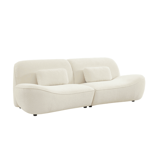 Sofá boucle de 3 lugares, Nia, Creme, 265x114x85 cm
