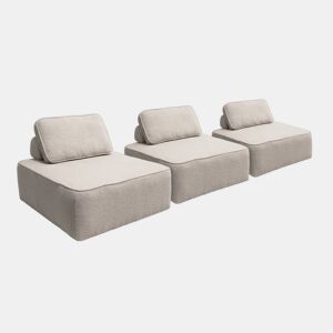 Sofá modular em tecido boucle de 3 lugares, Bao, Beige, 90x90x74 cm