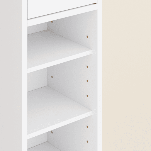SoBuy BZR34-II-W Coluna de casa de banho estreita - Repelente de água, armário de casa de banho alto com prateleiras e gaveta ajustáveis - Armário que poupa espaço, MDF, Branco, 20x180x20c