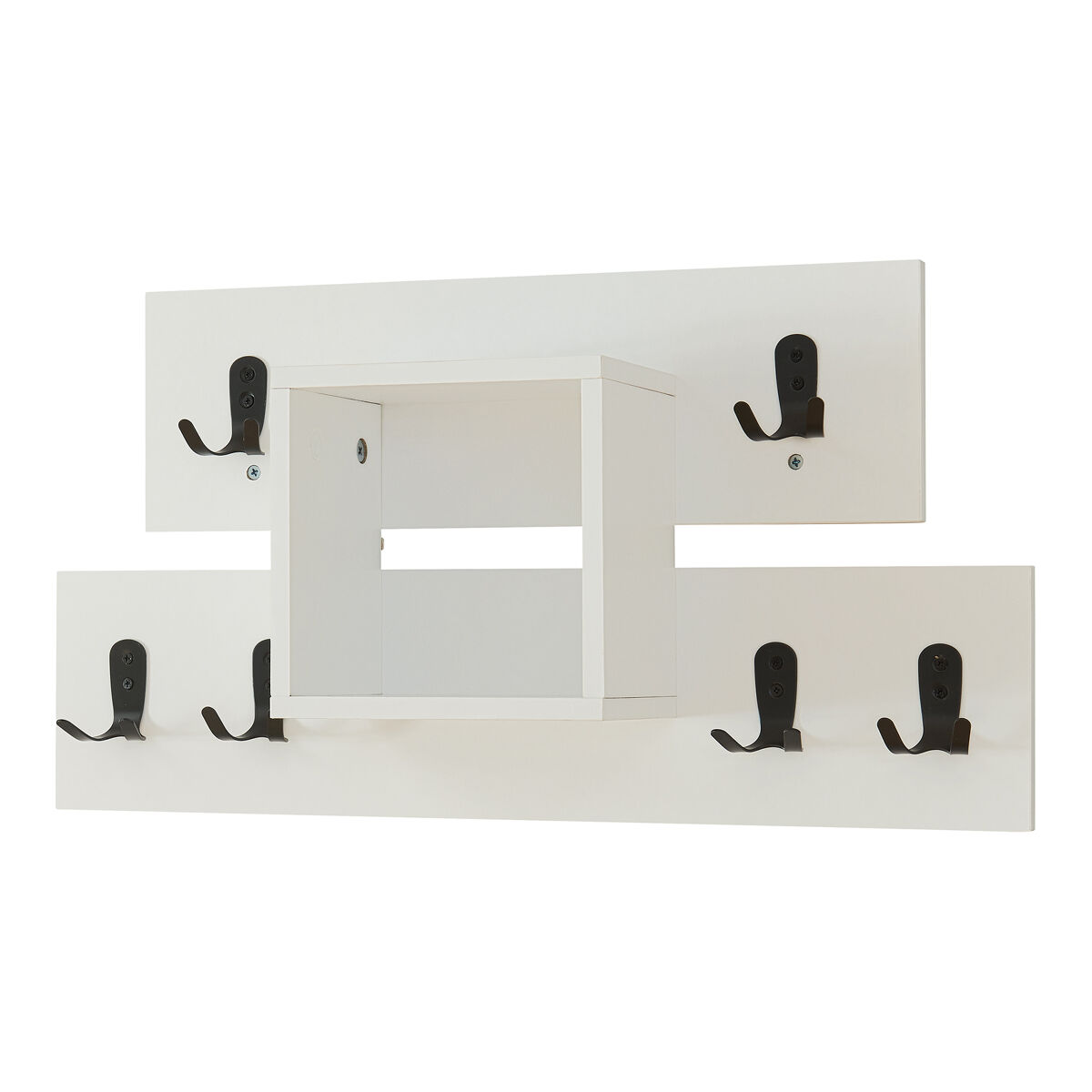 Perchero de pared vänd con compartimento 32x60x14 cm - blanco [en.casa]