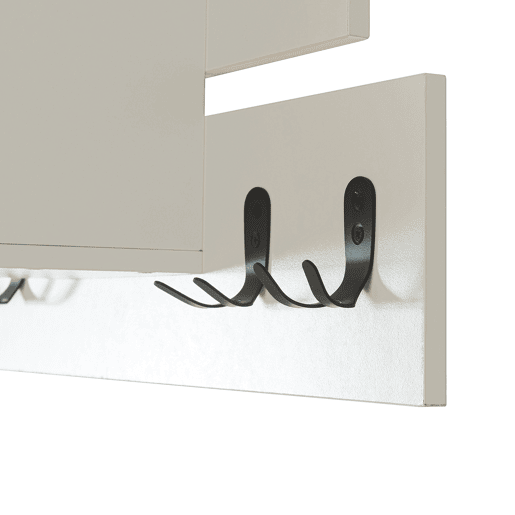 Bengaleiro de parede Vänd prateleira 6 ganchos duplos 32x60x14 cm Branco en.casa