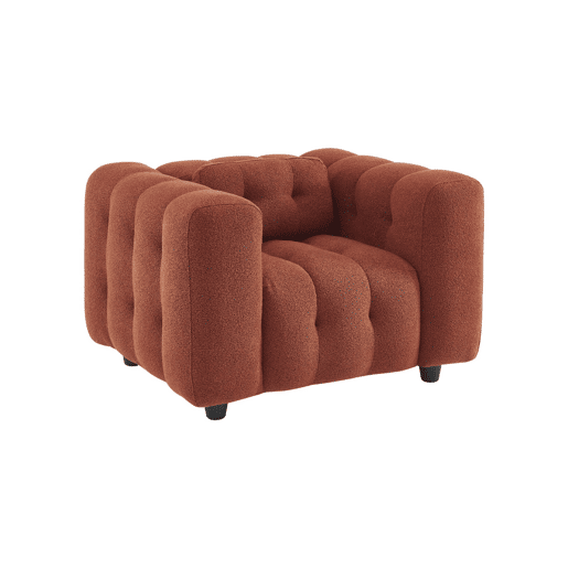 Poltrona em tecido boucle texturado, 1 lugar, Leon boucle, Terracota, 110x99x68 cm