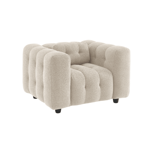 Poltrona em tecido boucle texturado, 1 lugar, Leon boucle, Beige, 110x99x68 cm