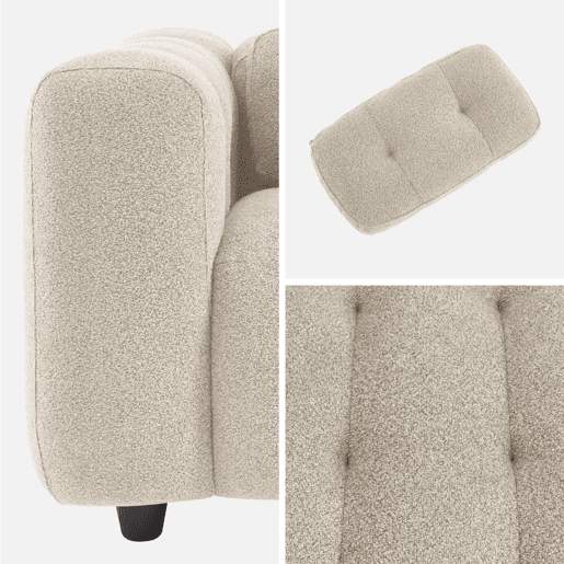 Poltrona em tecido boucle texturado, 1 lugar, Leon boucle, Beige, 110x99x68 cm
