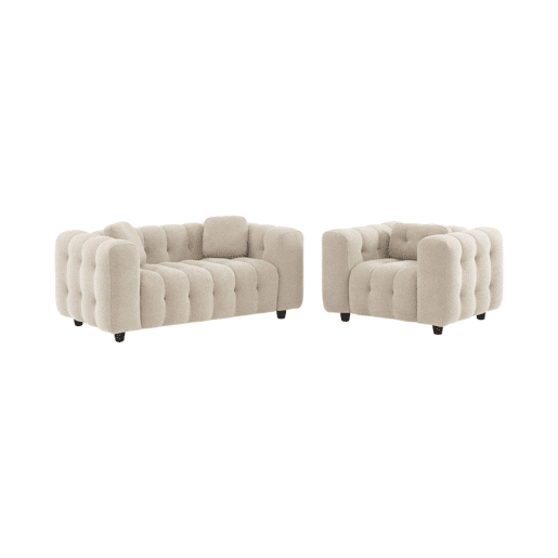 Poltrona em tecido boucle texturado, 1 lugar, Leon boucle, Beige, 110x99x68 cm