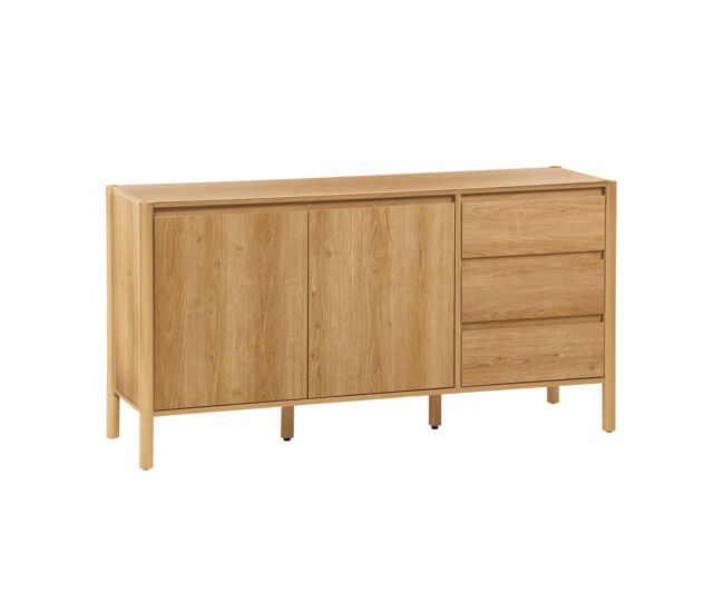 Aparador con 2 puertas y 3 cajones, 150cm natural - 150x42x78 cm