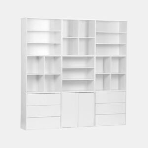 Kit prateleira, estante modular decorativa madeira, 9 elementos, Kompo, Branco, 210x35x210 cm