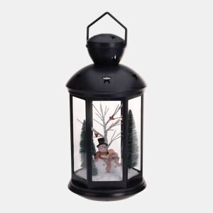 Lanterna natalina decorativa com cena interna e LED.