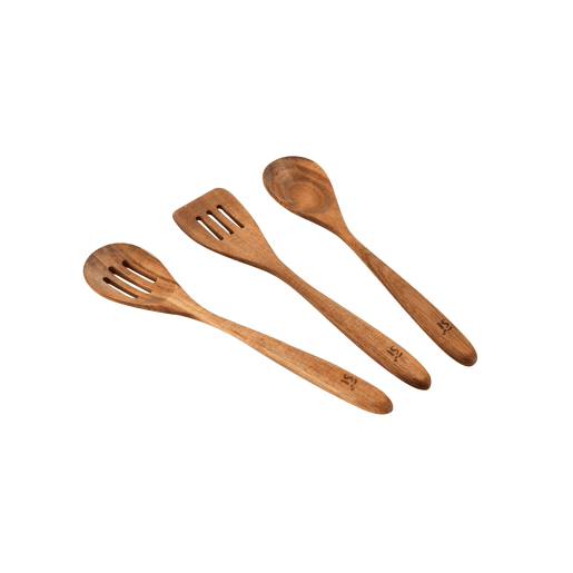 Conjunto San Ignacio COMPACT de 3 peças de utensílios de cozinha em madeira de acácia