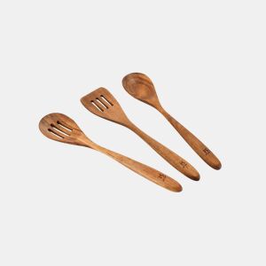 Conjunto San Ignacio COMPACT de 3 peças de utensílios de cozinha em madeira de acácia