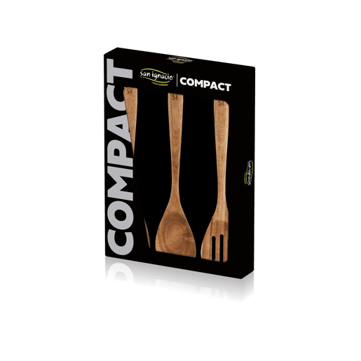 Conjunto San Ignacio COMPACT de 3 peças de utensílios de cozinha em madeira de acácia