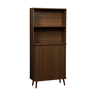 Estante biblioteca decoração madeira estriada 2 portas deslizantes 4 níveis, Legacy, Madeira de nogueira, 80x45x180 cm