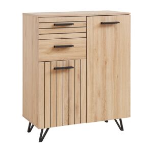 Aparador Noppen com 2 portas e 2 gavetas 100x80x38 cm Aspeto de carvalho en.casa