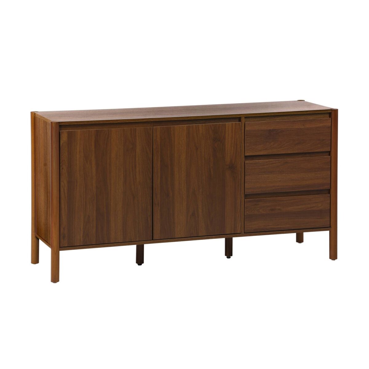 Aparador con 2 puertas y 3 cajones, 150cm 150 Madera Oscura