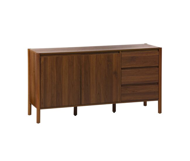 Aparador con 2 puertas y 3 cajones, 150cm nogal - 150x42x78 cm