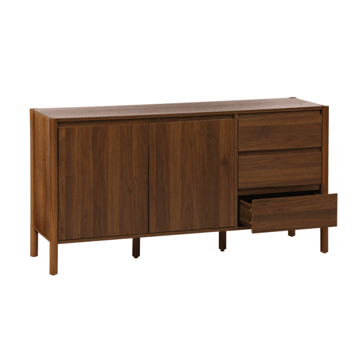 Aparador de 2 portas e 3 gavetas, 150cm, Harmony, Madeira de nogueira, 150x42x78 cm