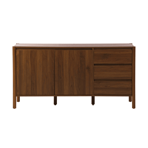 Aparador de 2 portas e 3 gavetas, 150cm, Harmony, Madeira de nogueira, 150x42x78 cm