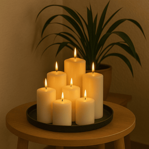 Conjunto de velas sem perfume Well Home: 7 tamanhos variados em uma caixa