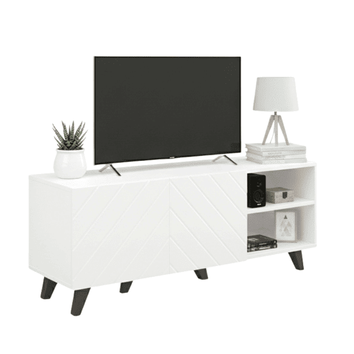 Móvel para TV Josi para sala de estarjantar, 2 portas de abrir, 4 nichos, 1 prateleira, 2 aberturas, 150x54x40 cm