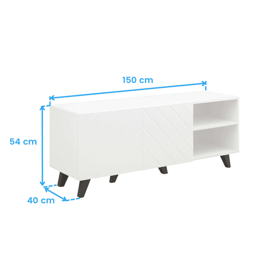 Móvel para TV Josi para sala de estarjantar, 2 portas de abrir, 4 nichos, 1 prateleira, 2 aberturas, 150x54x40 cm