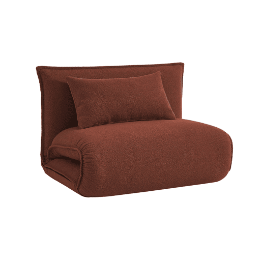 Poltrona conversível em tecido boucle texturizado, Fleeep, Terracota, 200x99x66 cm