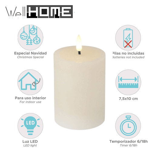 Vela de cera LED Well Home com temporizador