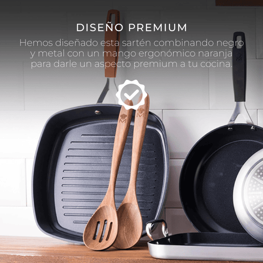Grelha quadrada compacta San Ignacio 28x28cm em alumínio forjado para indução