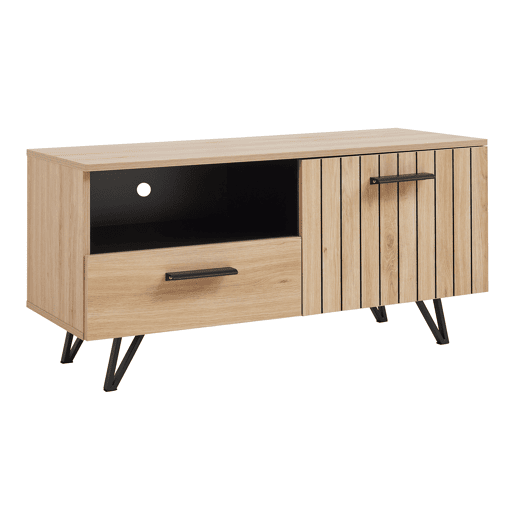 Móvel de televisão Knobbed com gaveta 1 porta 100x38x49 cm Carvalho en.casa