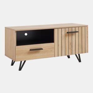 Móvel de televisão Knobbed com gaveta 1 porta 100x38x49 cm Carvalho en.casa