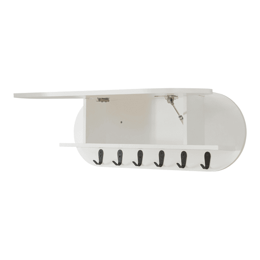 Bengaleiro de parede Vilkön prateleira + 6 ganchos 80x16x30cm Branco en.casa