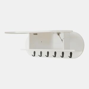 Bengaleiro de parede Vilkön prateleira + 6 ganchos 80x16x30cm Branco en.casa